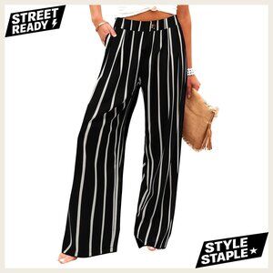 High Waisted Wide Leg Palazzo Pants with Pockets for Work and Casual Wear